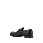 Black Leather Logo Loafers
