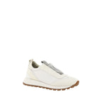 White Nylon Low Top Sneakers