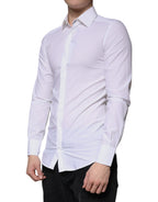 White Cotton Long Sleeve GOLD Dress Shirt