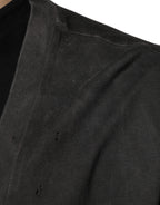 Black Cotton Crew Neck Short Sleeves T-shirt