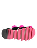 Black Pink Fur Embellished Sneakers Shoes