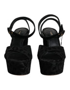 Black Leopard Platform Heels Sandals Shoes