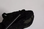 Black Lace Stretch Heels Mid Calf Boots Shoes
