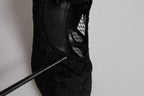 Black Lace Crystals Mary Jane Pumps Shoes