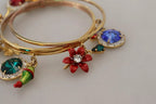 Multicolor Crystal Gold Tone Brass Bangle Bracelet