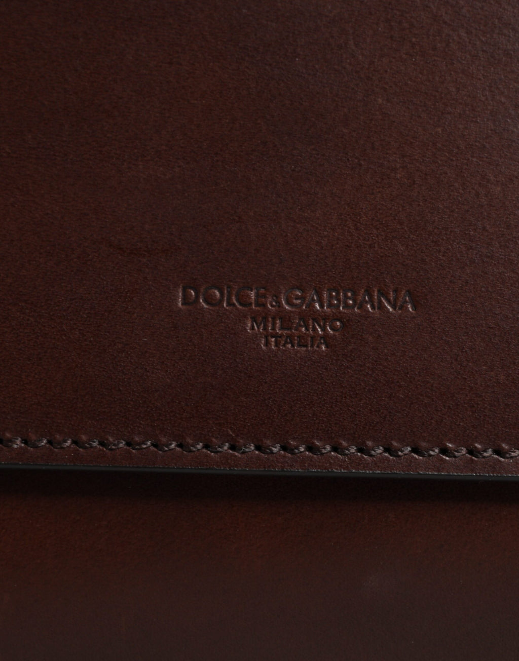 Brown Leather Logo Embossed Crossbody Bag