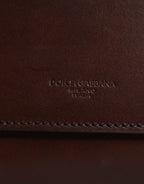Brown Leather Logo Embossed Crossbody Bag