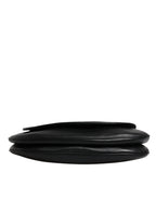 Black Leather Flap Saddle Shoulder Bag