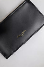 Black Calfskin Leather DG Logo Card Holder Wallet