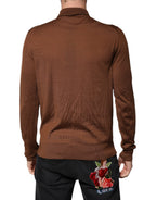 Brown Cashmere Turtleneck Pullover Sweater