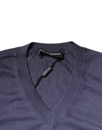 Gray Cashmere V-neck Men Pullover Sweater