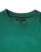 Green Logo Nylon Crew Neck Pullover Sweater
