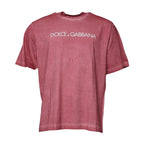 Pink Logo Print Cotton Crew Neck T-shirt