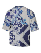 Black White Printed Cotton Crew Neck T-shirt