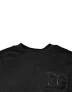 Black DG Logo Print Cotton Crew Neck T-shirt
