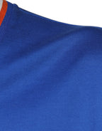 Blue Logo V-neck Short Sleeve T-shirt