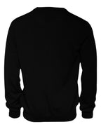 Black Logo Wool Crew Neck Pullover Sweater