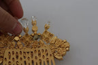 Gold Brass Clear Crystal Hair Stick Accessory Comb