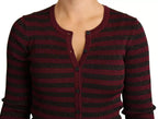 Black Red Striped Womens Cardigan Sweater