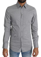 Gray SICILIA Dotted Semi Fitted Formal Shirt
