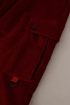 Red Corduroy Cotton Cargo Skinny Pants