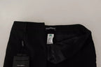 Black White Stripes Wool Tapered Pants