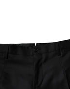 Black Wool Tapered Formal Dress Pants