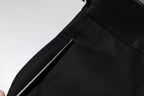 Black Cotton Tapered Formal Dress Pants