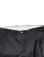 Black Wool Tapered Formal Dress Pants
