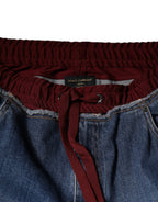 Blue Cotton Stretch Straight Denim Jeans