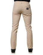 Beige Cotton Stretch Regular Men Denim Jeans