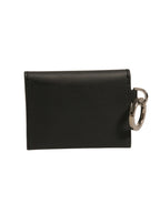 Black Leather Card Case Keychain Key Holder