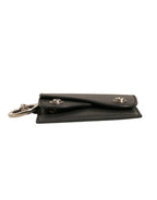 Black Leather Card Case Keychain Key Holder