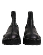 Black Chelsea Boots Leather Slip On Shoes