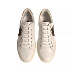 White Leather Heart Embellished Sneakers Shoes