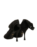 Black Silk Mesh Sock Style Heels Boots Shoes