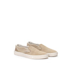 Beige Leather Slip-On Loafers