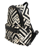 Black White Nylon Leather Travel Back Pack Bag