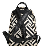 Black White Nylon Leather Travel Back Pack Bag