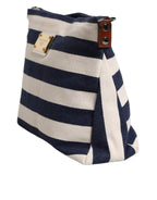 Blue White Stripes Logo Plaque Tote Bag