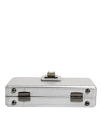 Metallic Silver DG BOX Leather Shoulder Strap Bag