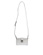 Metallic Silver DG BOX Leather Shoulder Strap Bag
