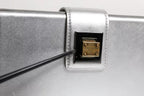 Metallic Silver DG BOX Leather Shoulder Strap Bag