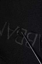 Black Nylon Logo Crew Neck Pullover Sweater