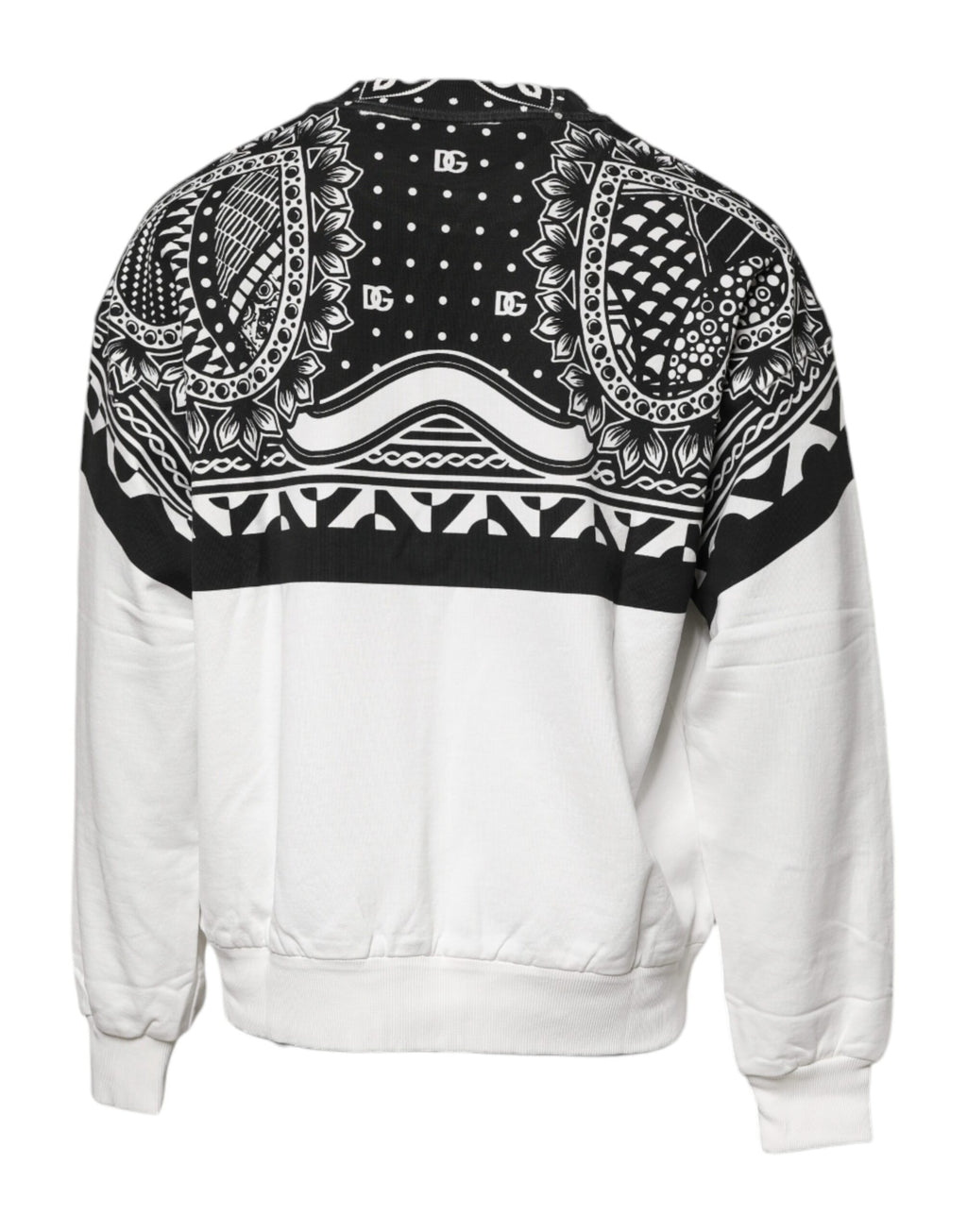 White Black Printed Cotton Sweatshirt Sweater
