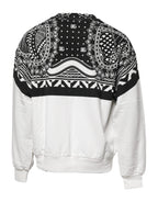 White Black Printed Cotton Sweatshirt Sweater