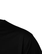Black Logo Patch Cotton Crew Neck T-shirt