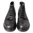 Black Leather Lace-Up Boots