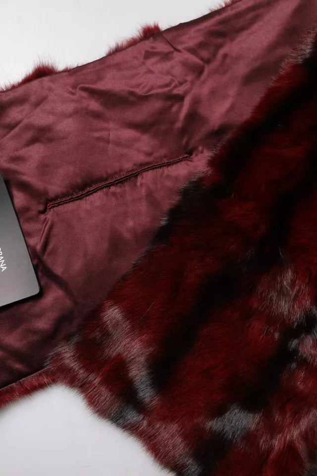 Black Red Stripe Fur Shawl Neck Wrap Scarf