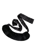 Black Lamb Fur Women Neck Warmer Winter Scarf